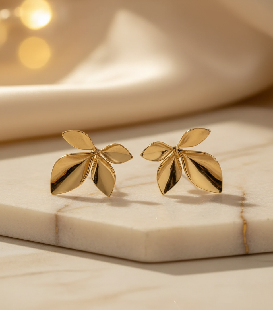 Golden Petal Stud Earrings