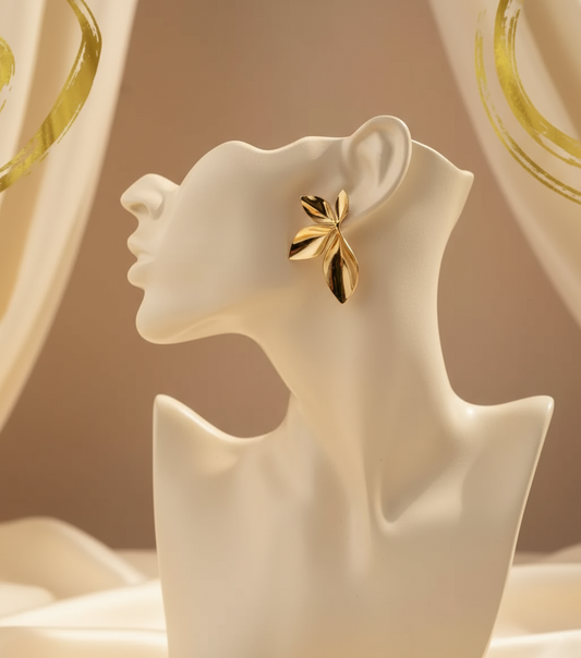 Golden Petal Stud Earrings
