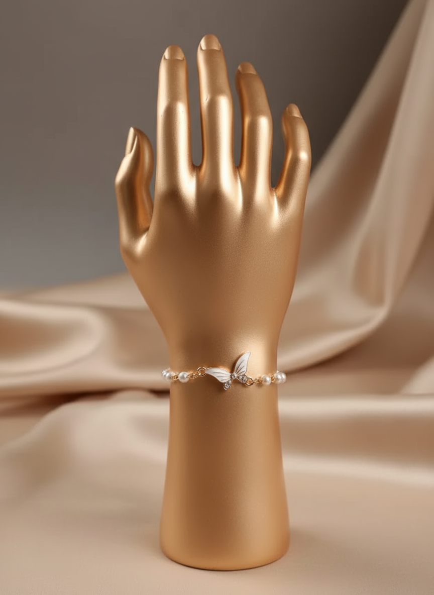 Graceful Butterfly Pearl Bracelet