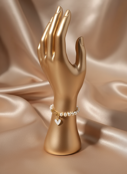 Pearlescent Heart Charm Bracelet