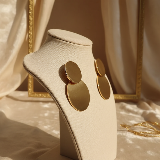 Golden Disc Drop Earrings