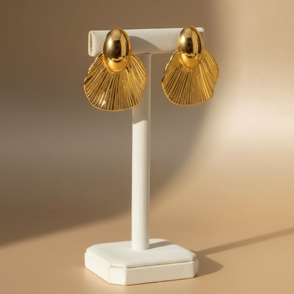 Golden Shell Fan Earrings