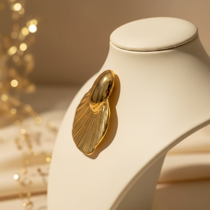 Golden Shell Fan Earrings