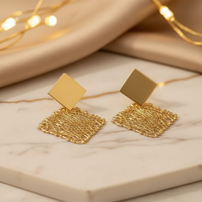 Textured Lattice Drop Earrings