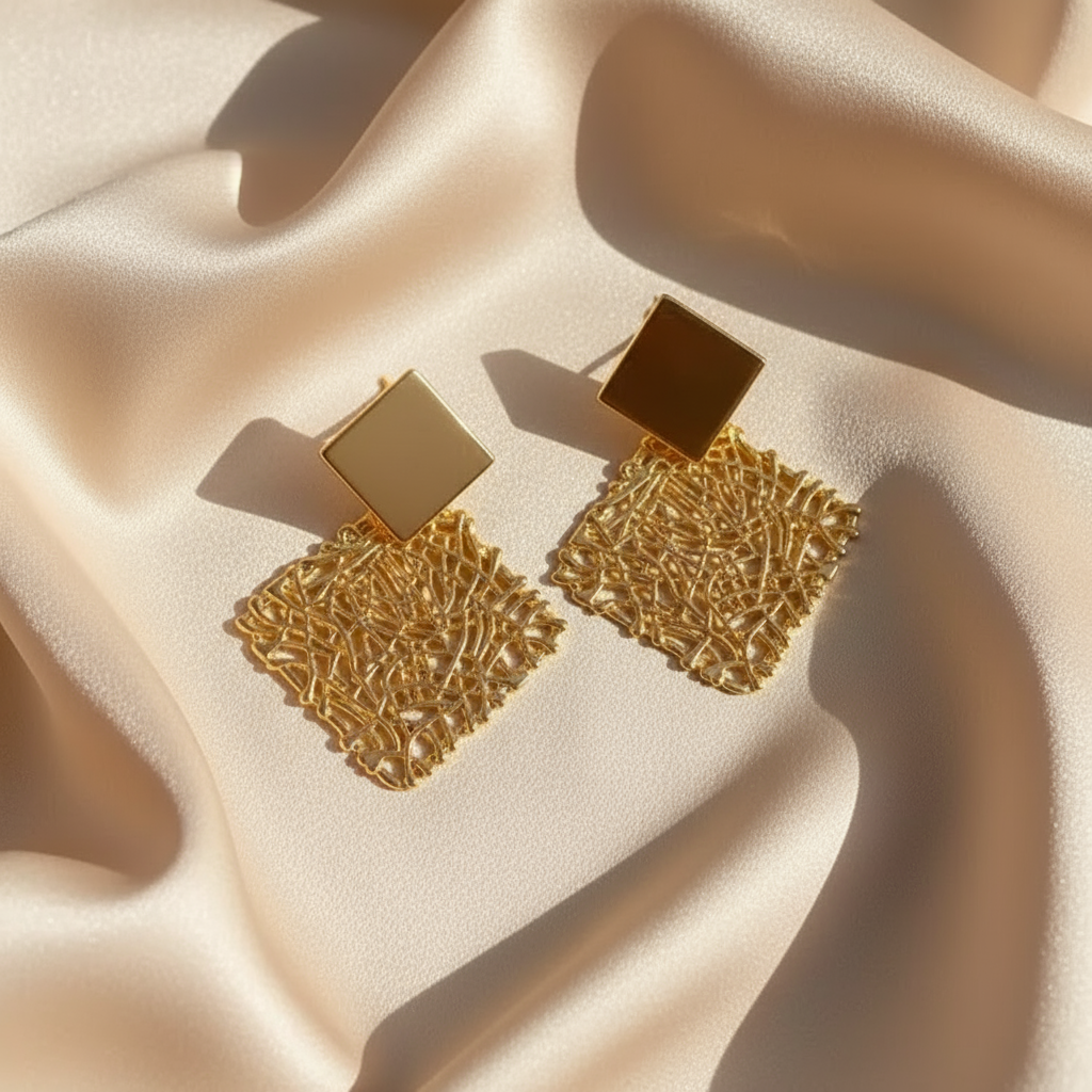 Textured Lattice Drop Earrings