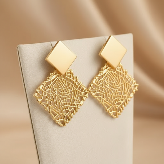 Textured Lattice Drop Earrings