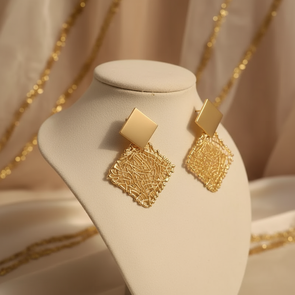 Textured Lattice Drop Earrings