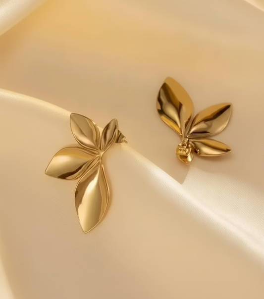 Golden Petal Stud Earrings