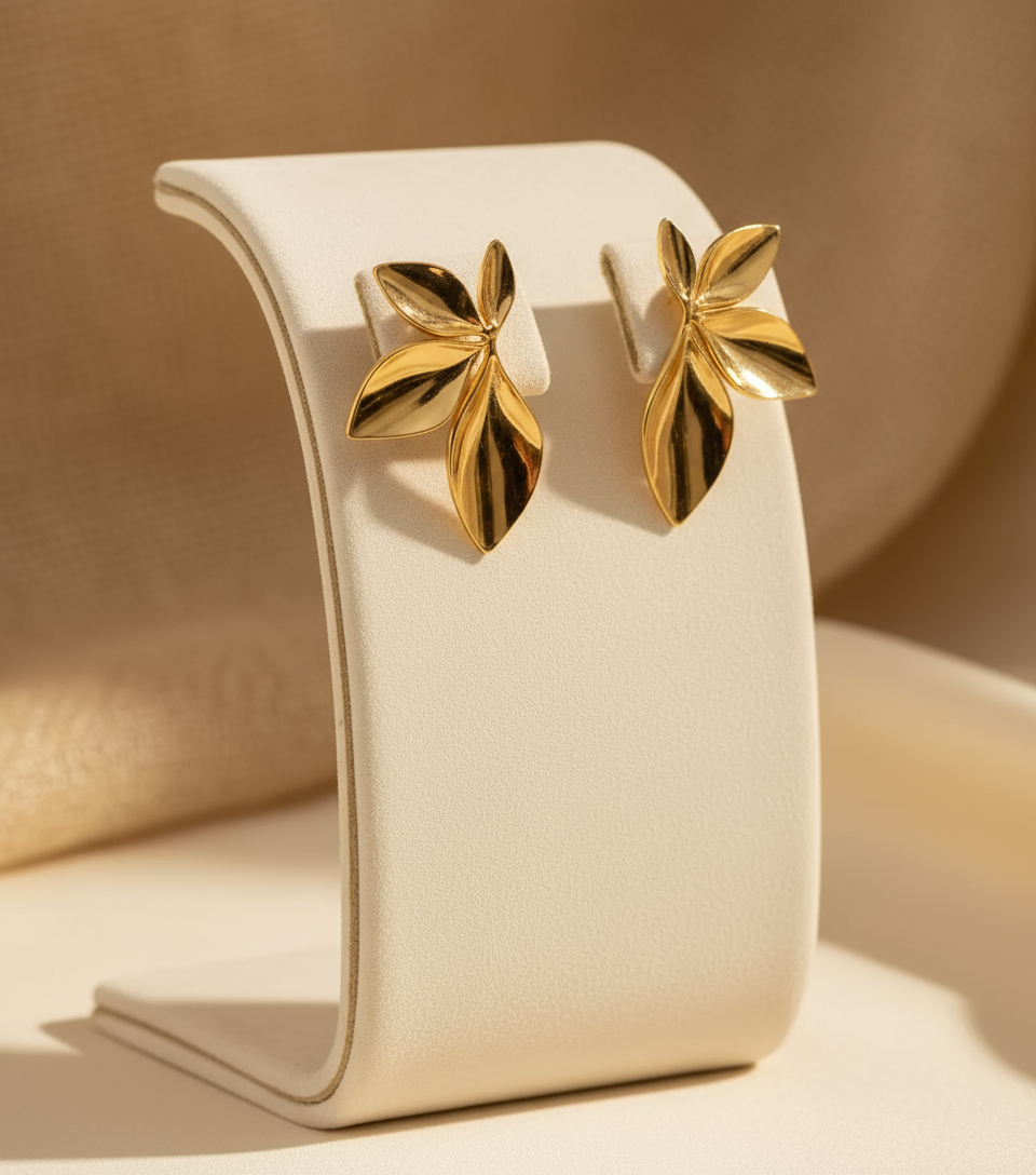 Golden Petal Stud Earrings