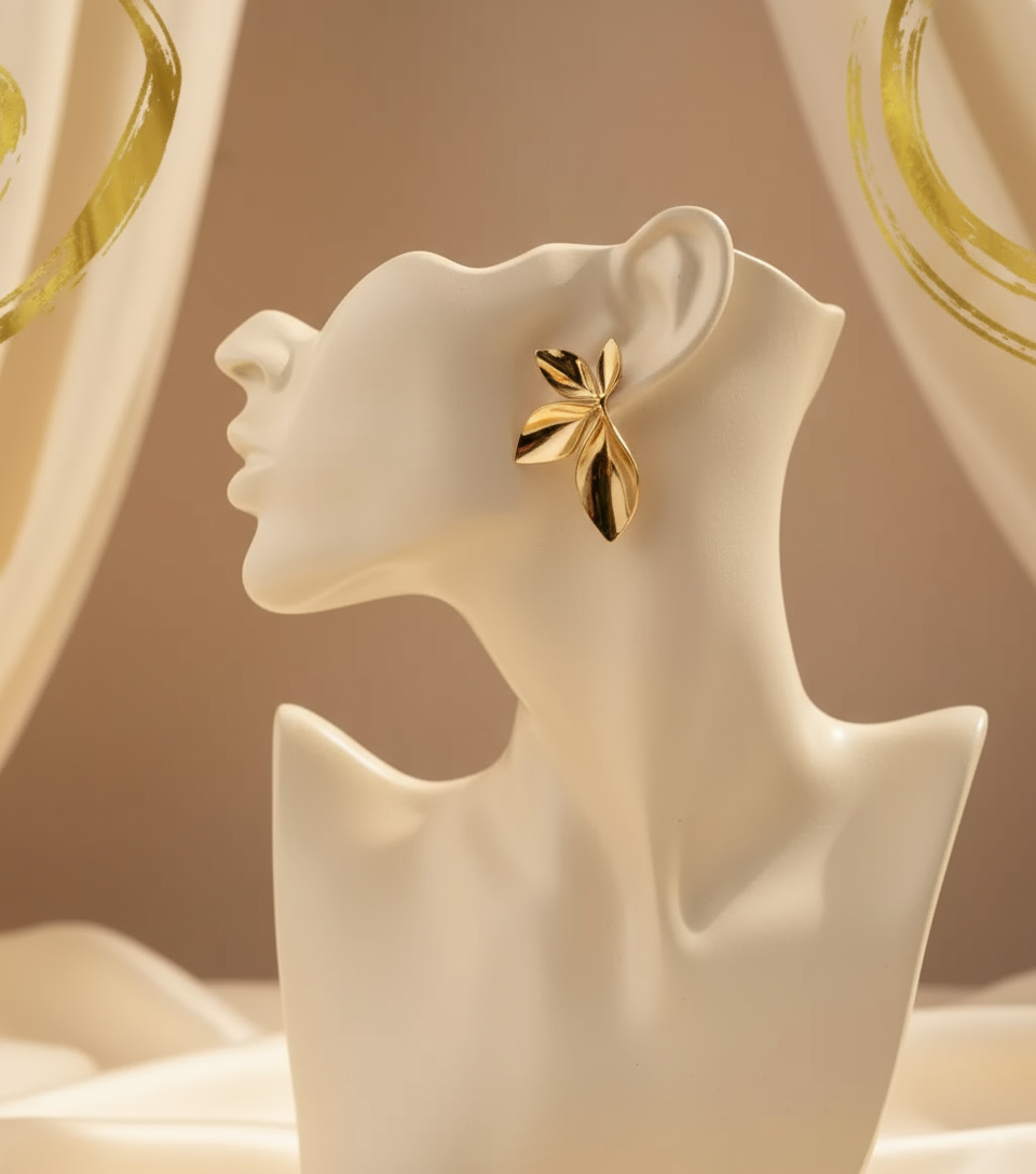 Golden Petal Stud Earrings
