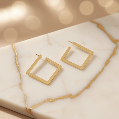 Minimalist Square Drop Earrings