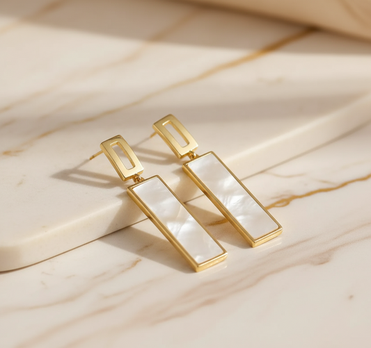 Mother of Pearl Rectangle Drop Earrings