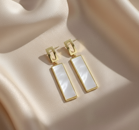 Mother of Pearl Rectangle Drop Earrings