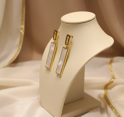 Mother of Pearl Rectangle Drop Earrings