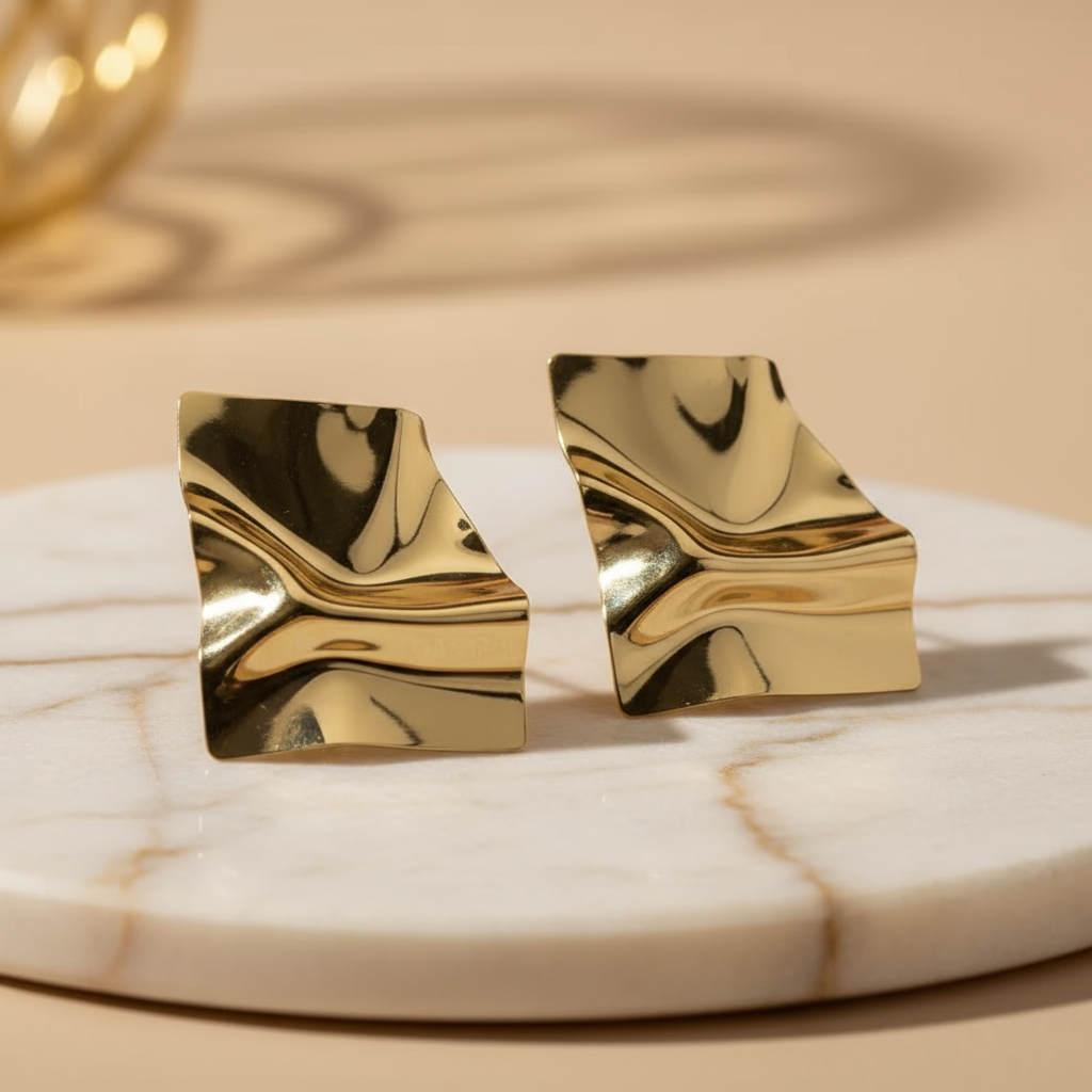 Sculptural Wave Stud Earrings