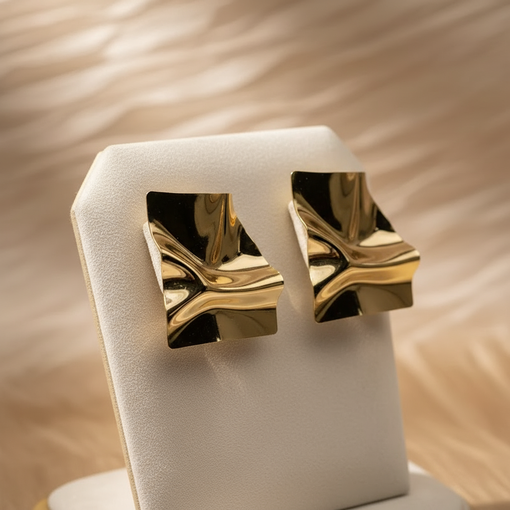 Sculptural Wave Stud Earrings