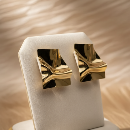 Sculptural Wave Stud Earrings