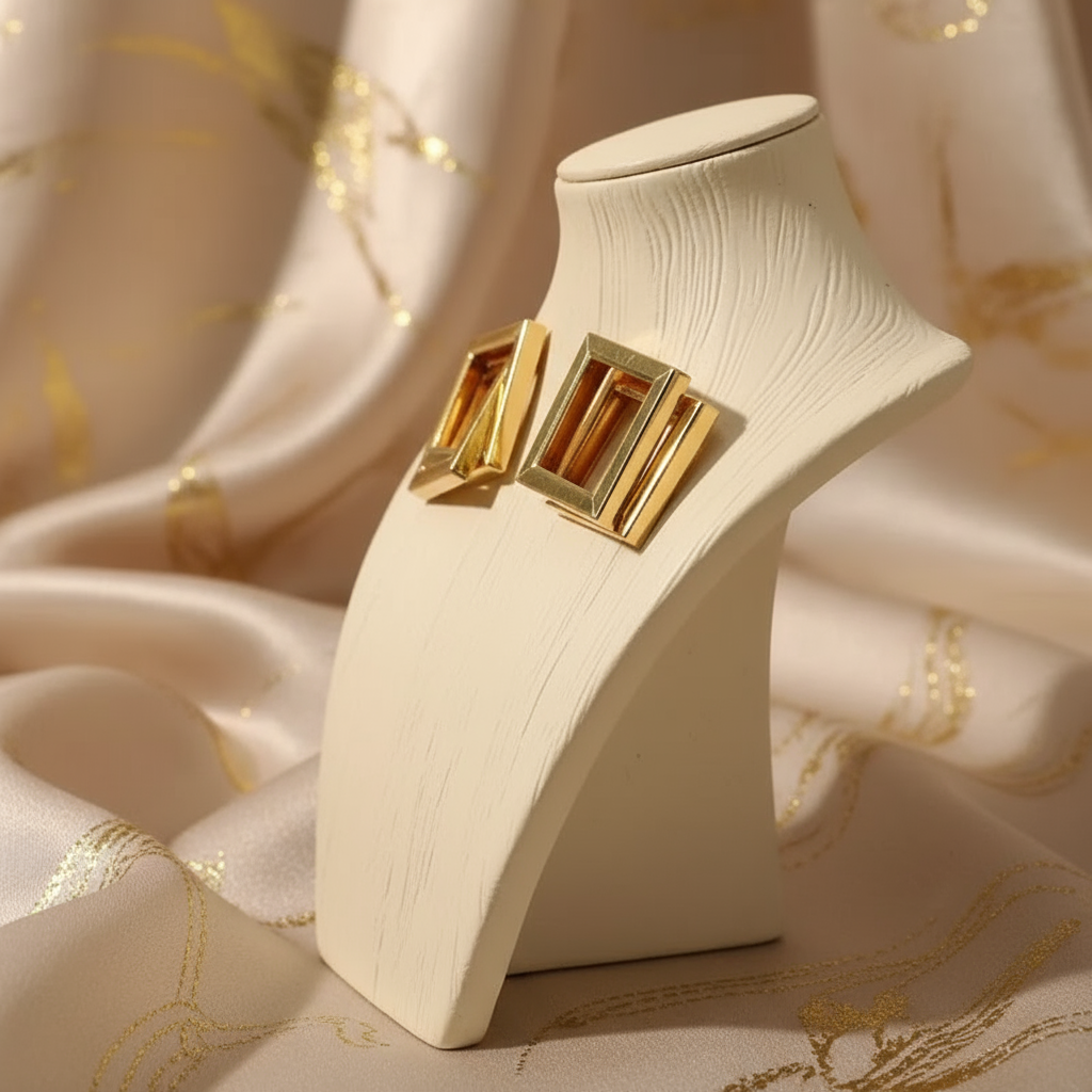 Layered Square Frame Stud Earrings