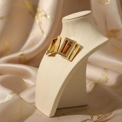 Layered Square Frame Stud Earrings