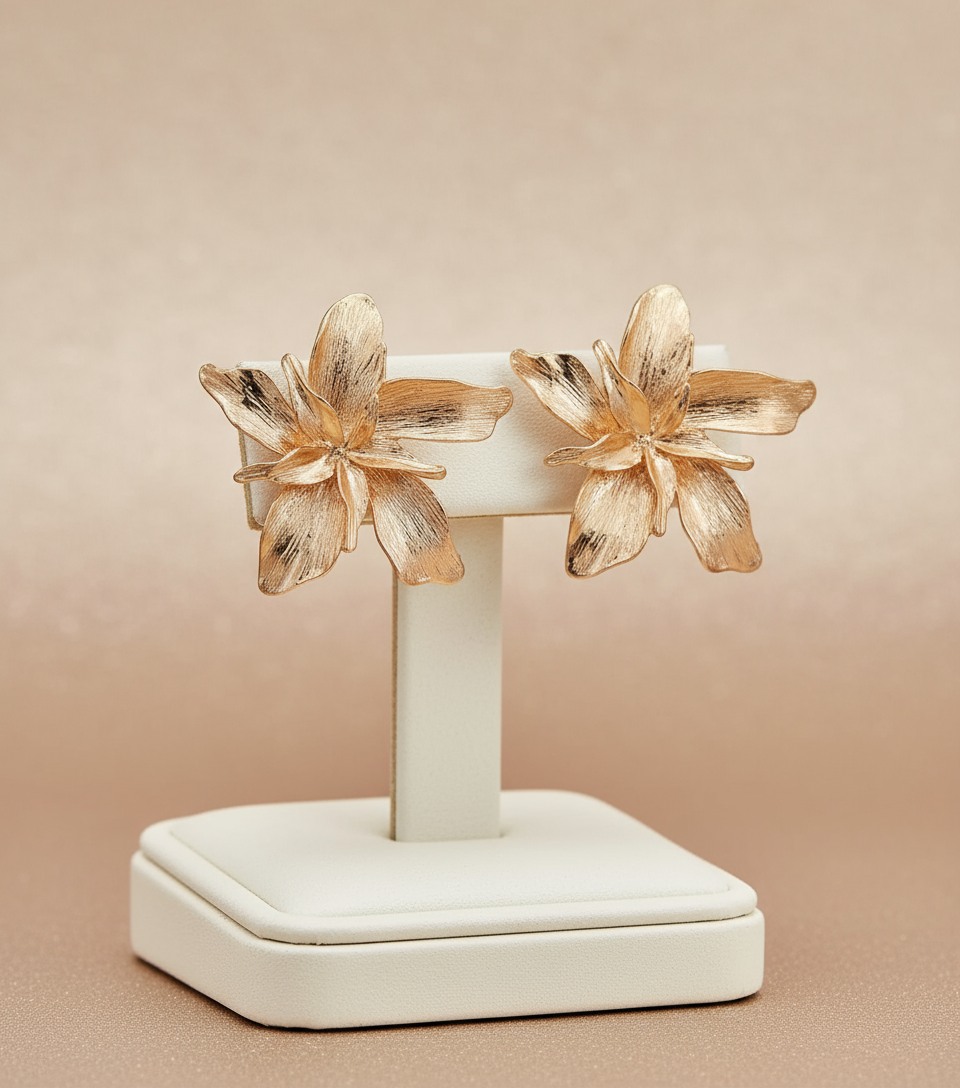 Brushed Lily Stud Earrings