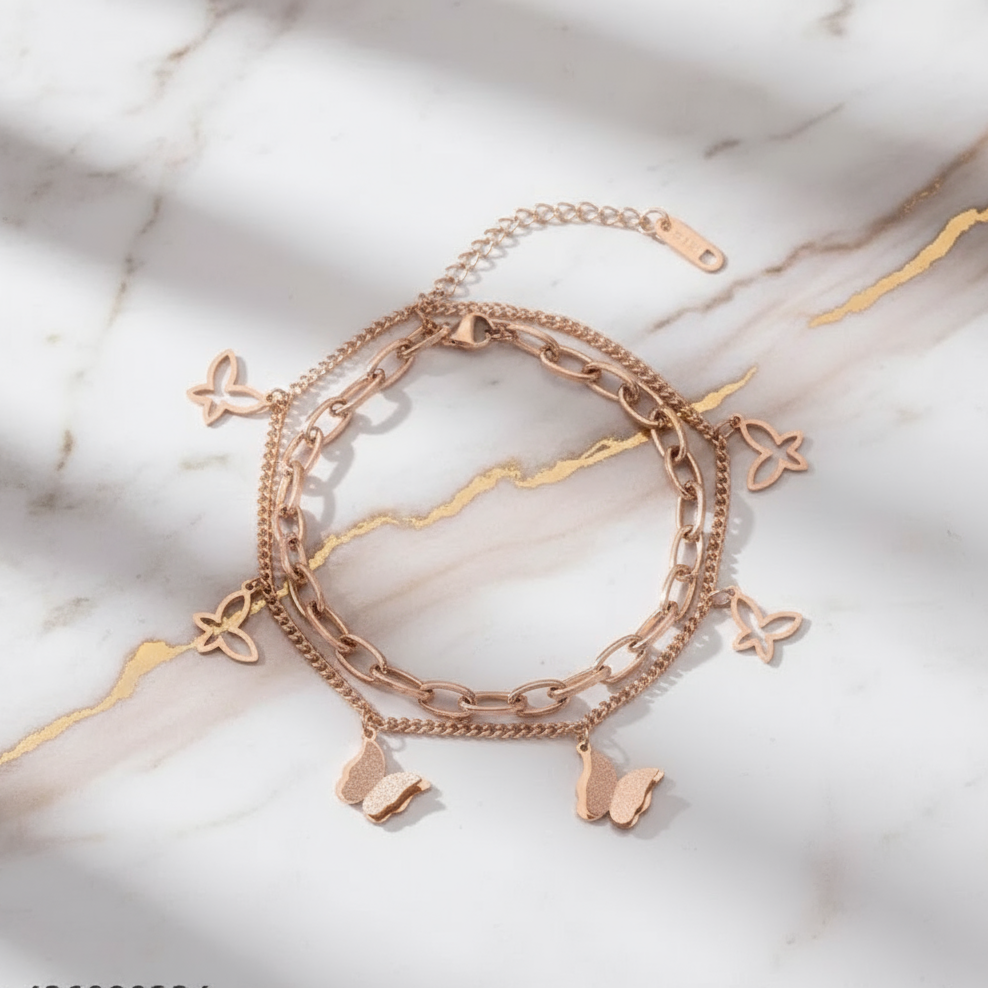 Butterfly Dreams Layered Charm Bracelet