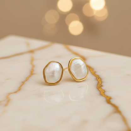 Iridescent Oval Stud Earrings