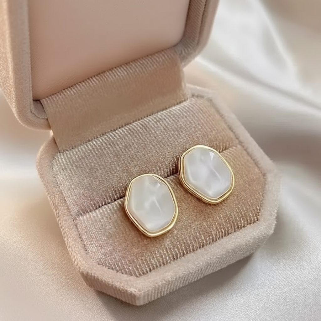 Iridescent Oval Stud Earrings