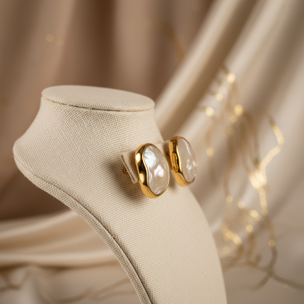 Iridescent Oval Stud Earrings