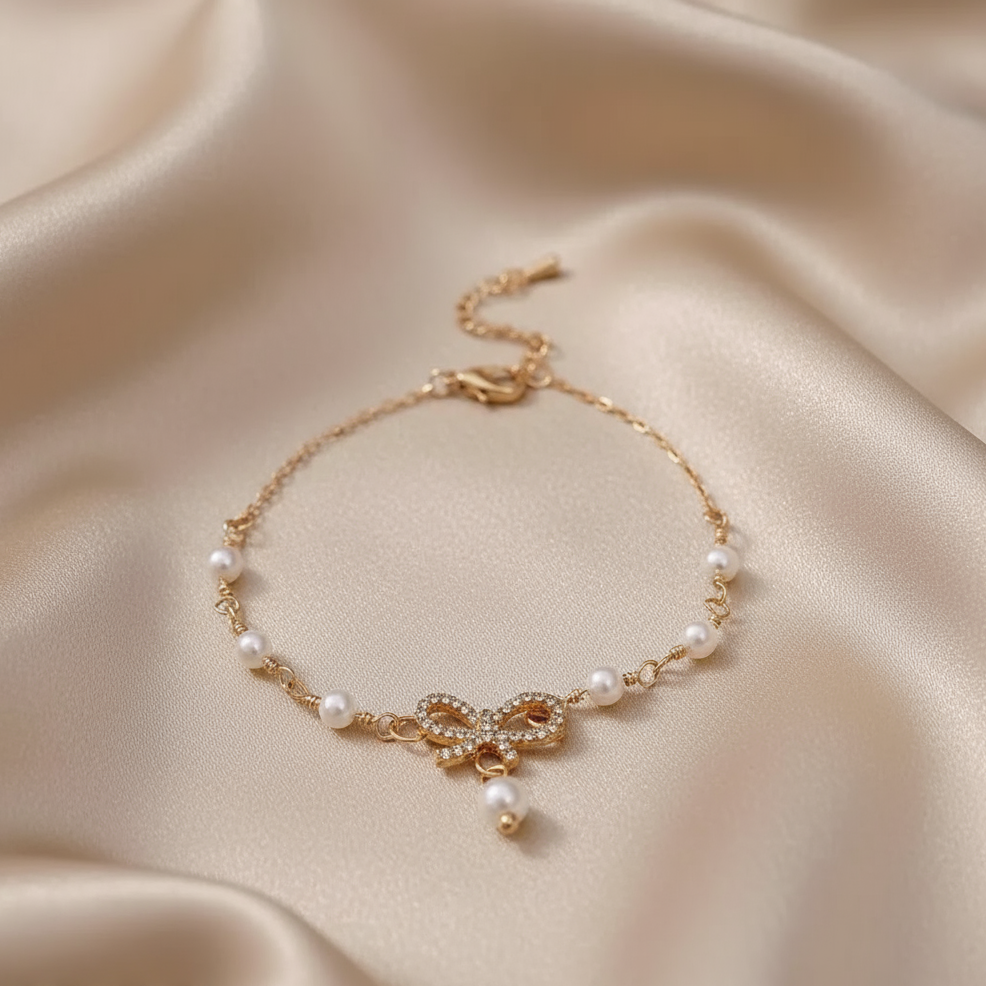 Enchanted Bow Pearl Bracelet