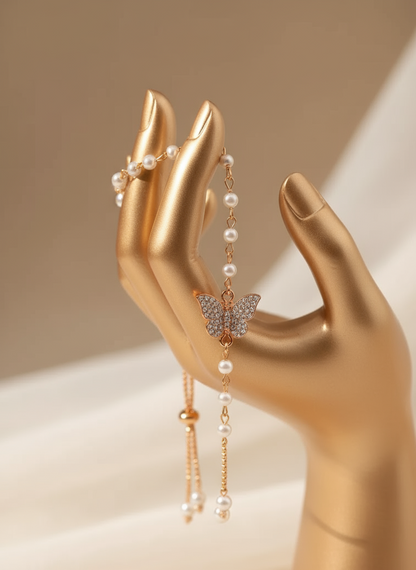 Graceful Butterfly Pearl Bracelet