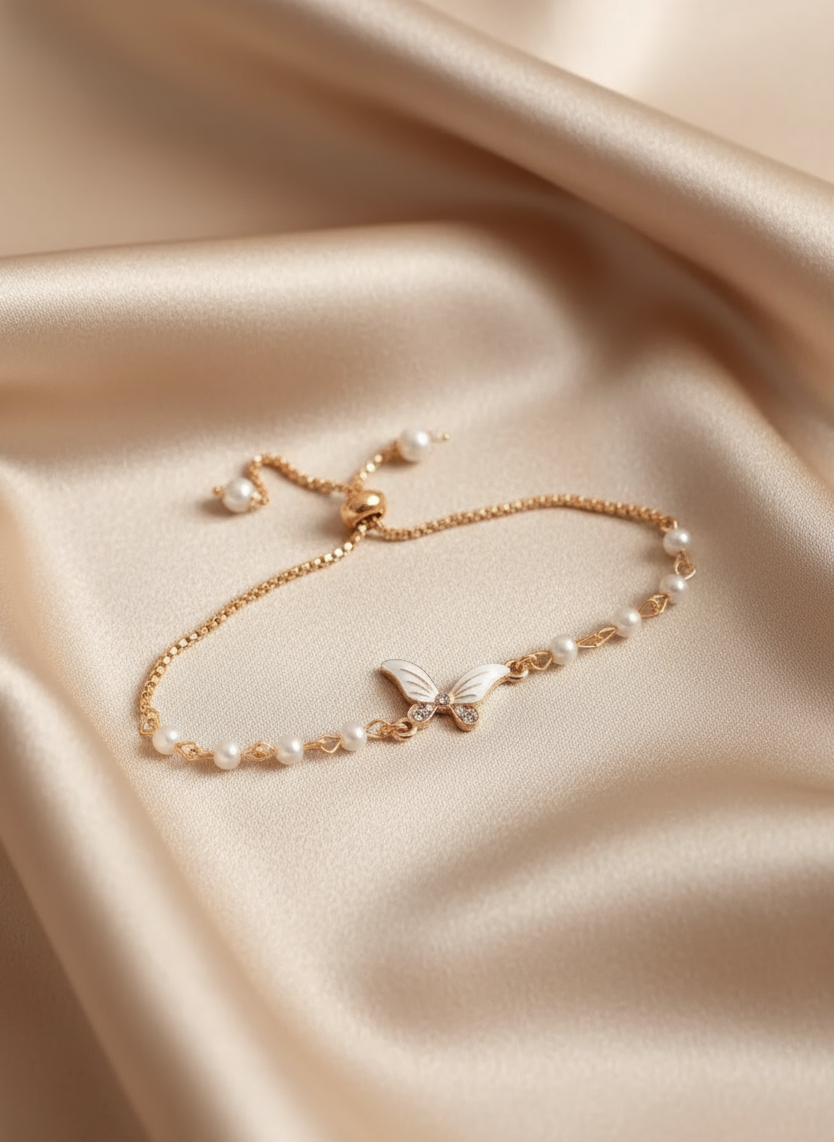 Graceful Butterfly Pearl Bracelet