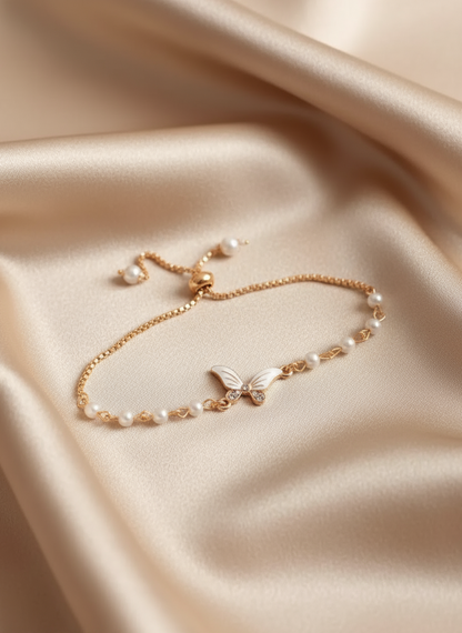 Graceful Butterfly Pearl Bracelet