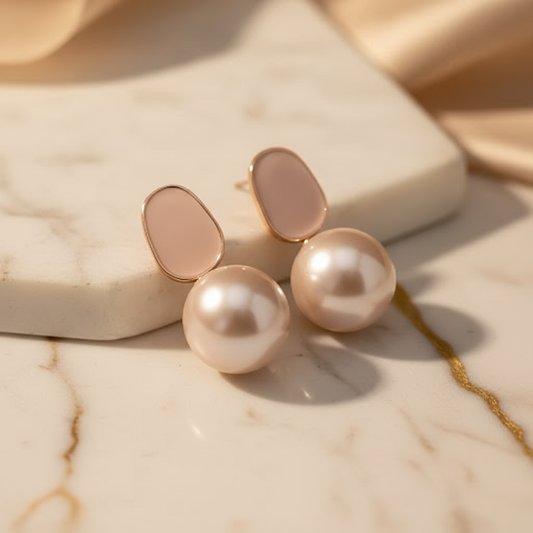 Rose Gold Pearl Drop Earrings