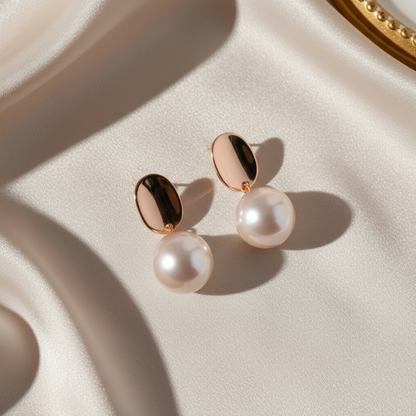 Rose Gold Pearl Drop Earrings