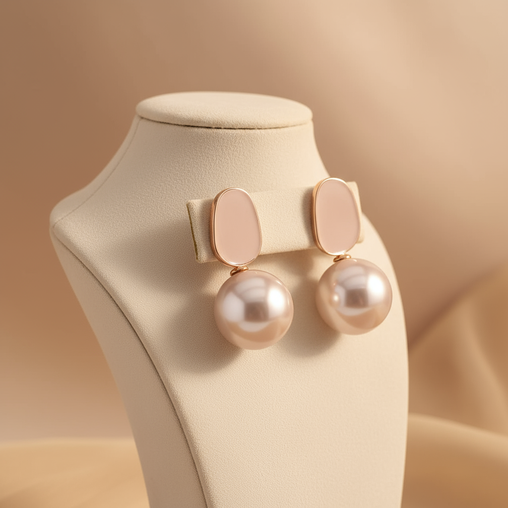 Rose Gold Pearl Drop Earrings